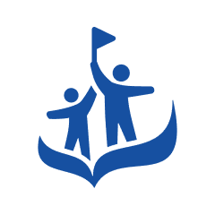 Two figures holding a flag icon