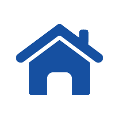 Blue home icon on black background