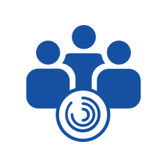 Blue team icon with swirl design