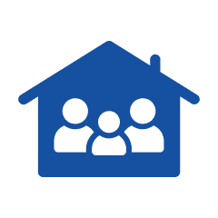 Group in home silhouette